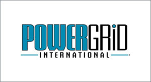 Black and teal Power Grid International logo on a white background.